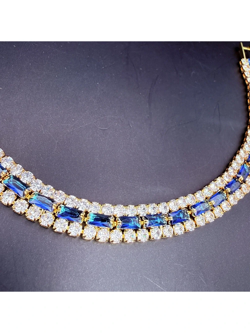 candy+clover london blue and rhinestone crystal gold tone bracelet